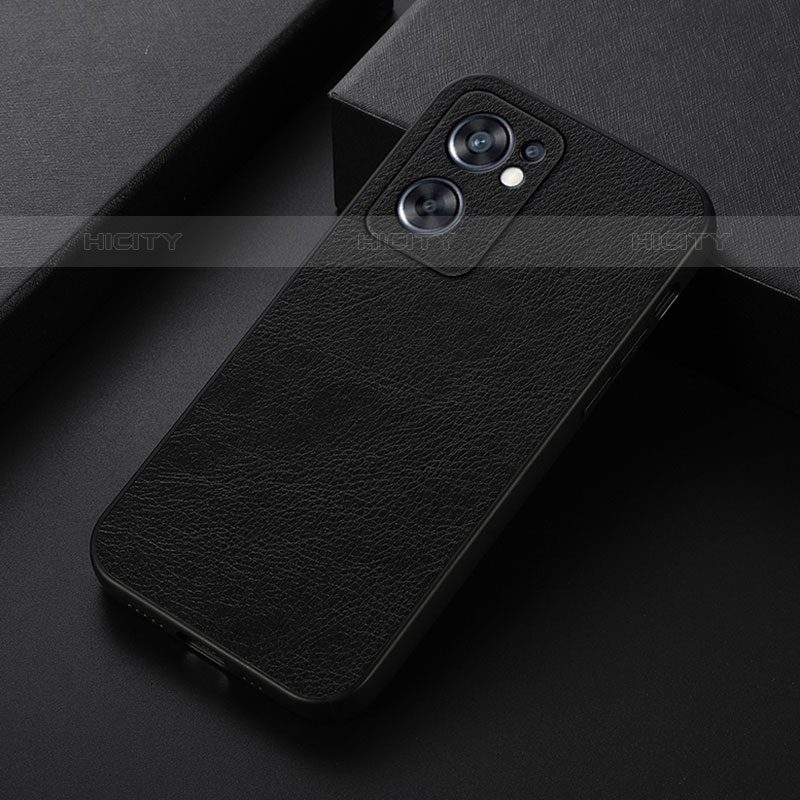 Funda Lujo Cuero Carcasa B06H para Oppo Reno7 SE 5G Negro