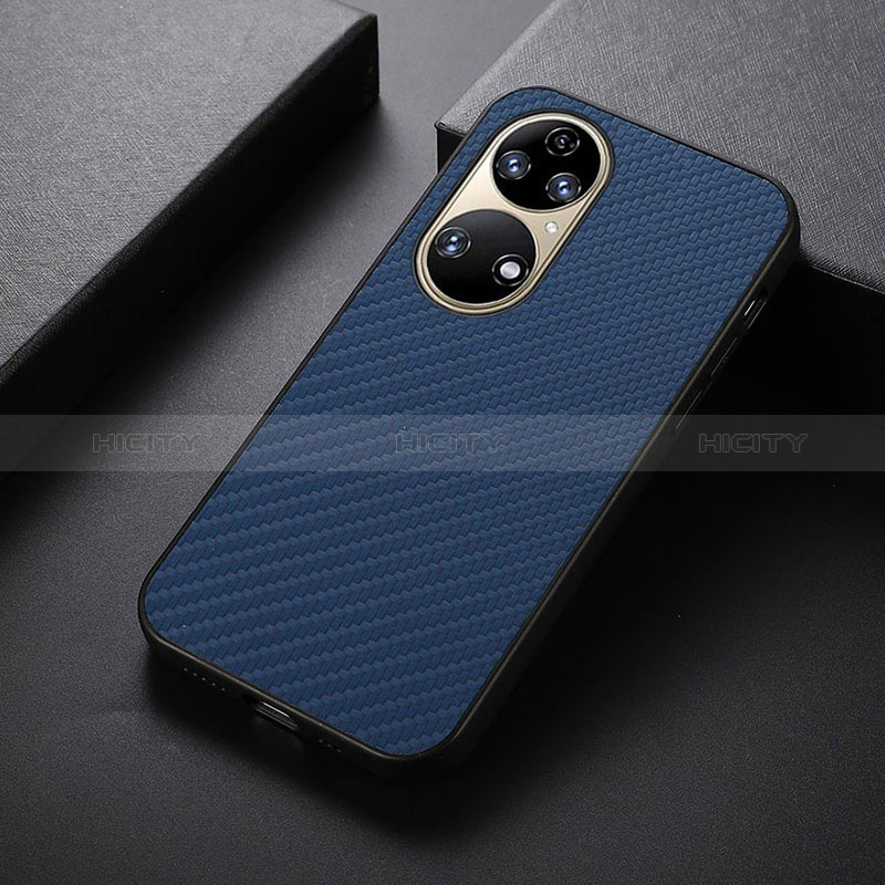 Funda Lujo Cuero Carcasa B07H para Huawei P50 Pro Azul