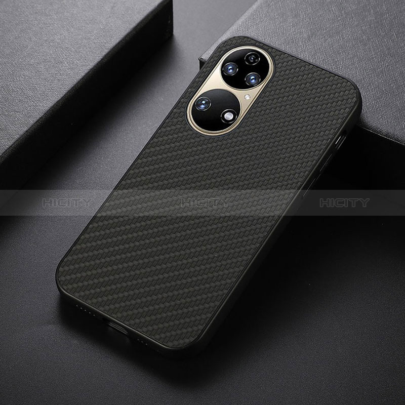 Funda Lujo Cuero Carcasa B07H para Huawei P50 Pro Negro