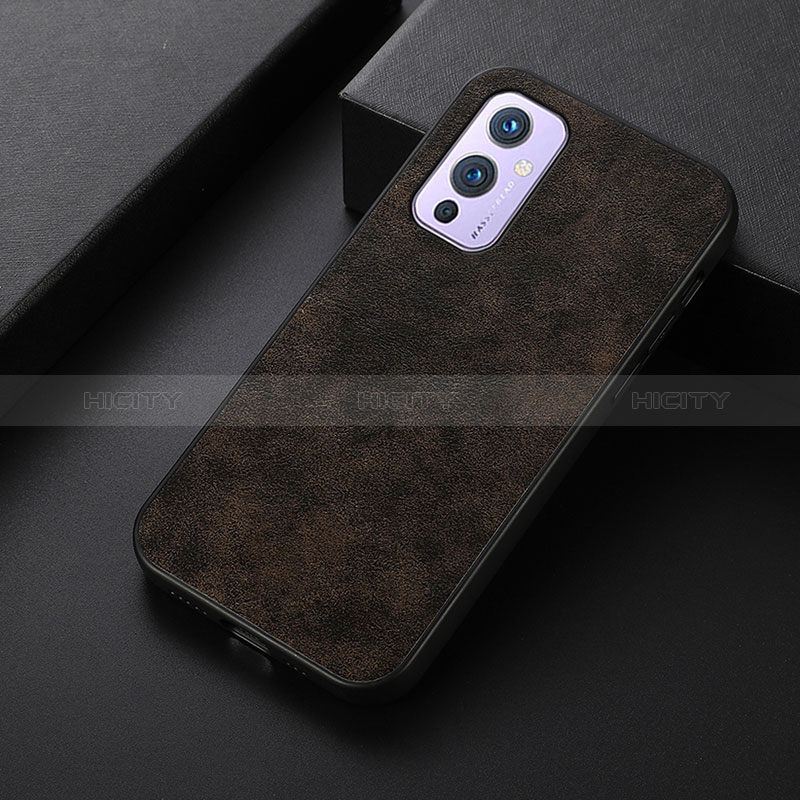 Funda Lujo Cuero Carcasa B07H para OnePlus 9 5G Marron