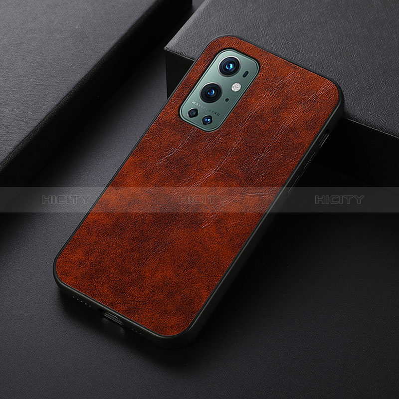 Funda Lujo Cuero Carcasa B07H para OnePlus 9 Pro 5G Marron Claro