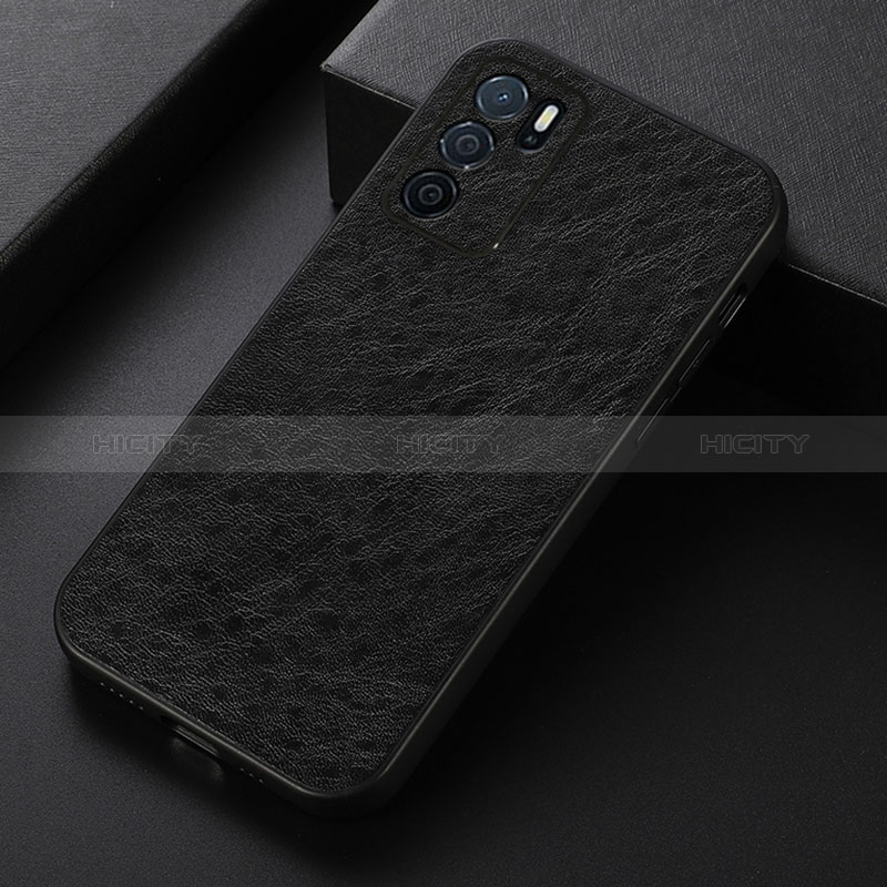 Funda Lujo Cuero Carcasa B07H para Oppo A16 Negro