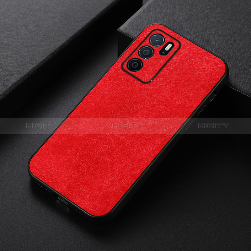 Funda Lujo Cuero Carcasa B07H para Oppo A16 Rojo