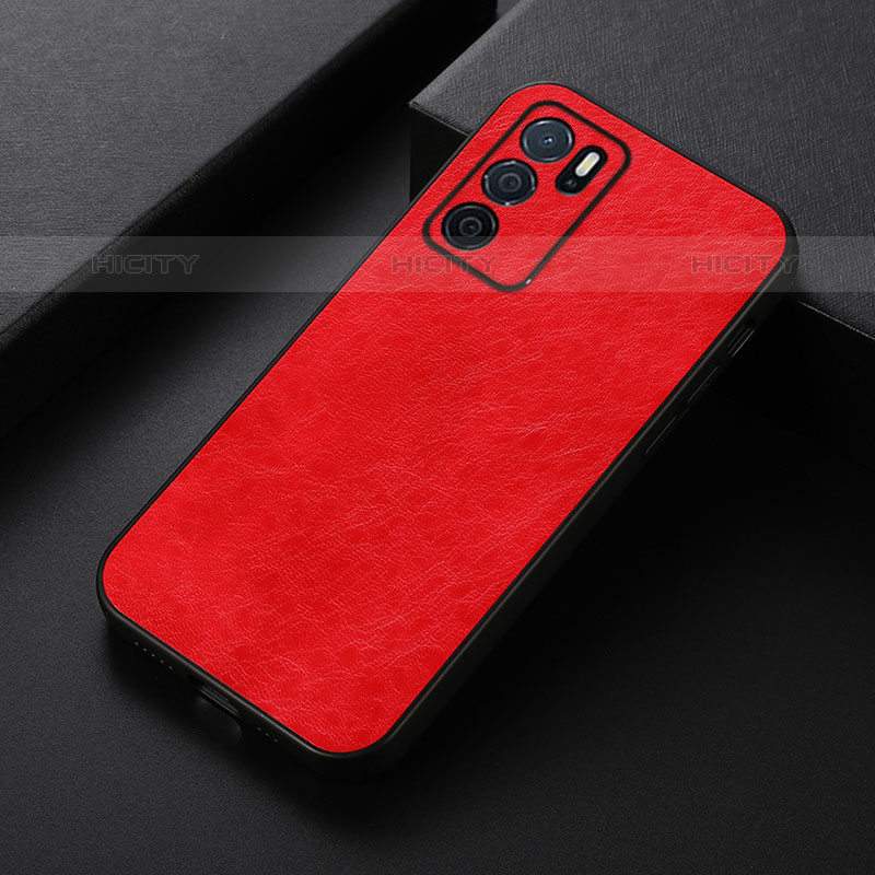 Funda Lujo Cuero Carcasa B07H para Oppo A54s Rojo