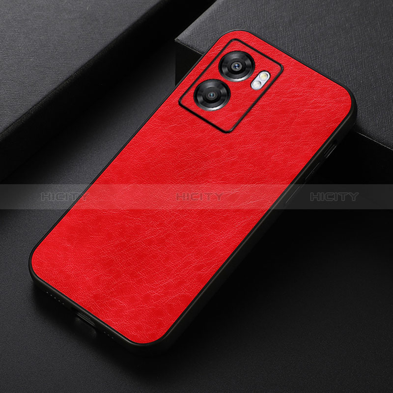 Funda Lujo Cuero Carcasa B07H para Oppo A77 5G Rojo