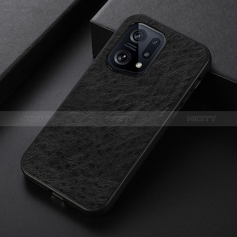 Funda Lujo Cuero Carcasa B07H para Oppo Find X5 5G Negro