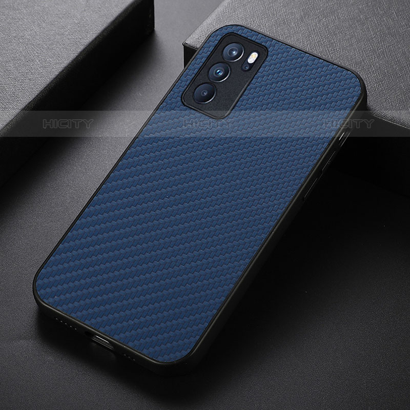 Funda Lujo Cuero Carcasa B07H para Oppo Reno6 Pro 5G India Azul