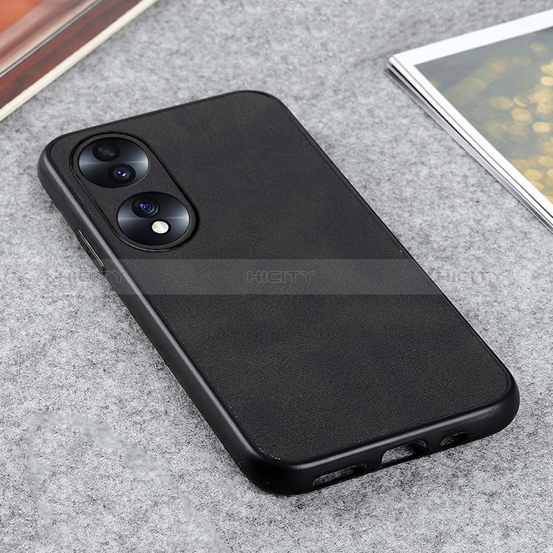 Funda Lujo Cuero Carcasa B08H para Huawei Honor 70 5G Negro