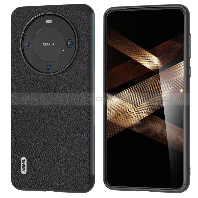 Funda Lujo Cuero Carcasa B08H para Huawei Mate 60 Negro