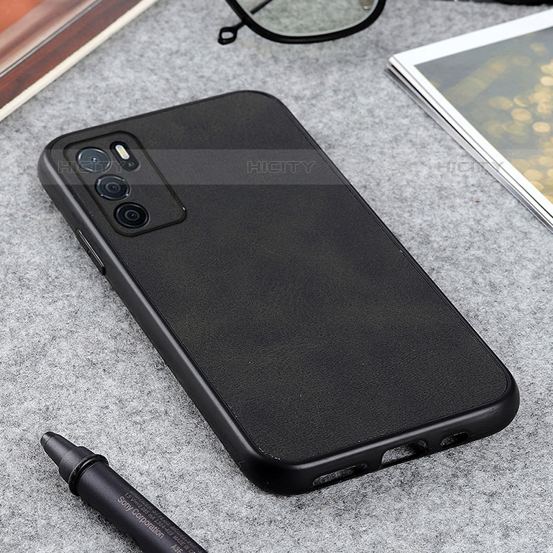 Funda Lujo Cuero Carcasa B08H para Oppo A16s Negro