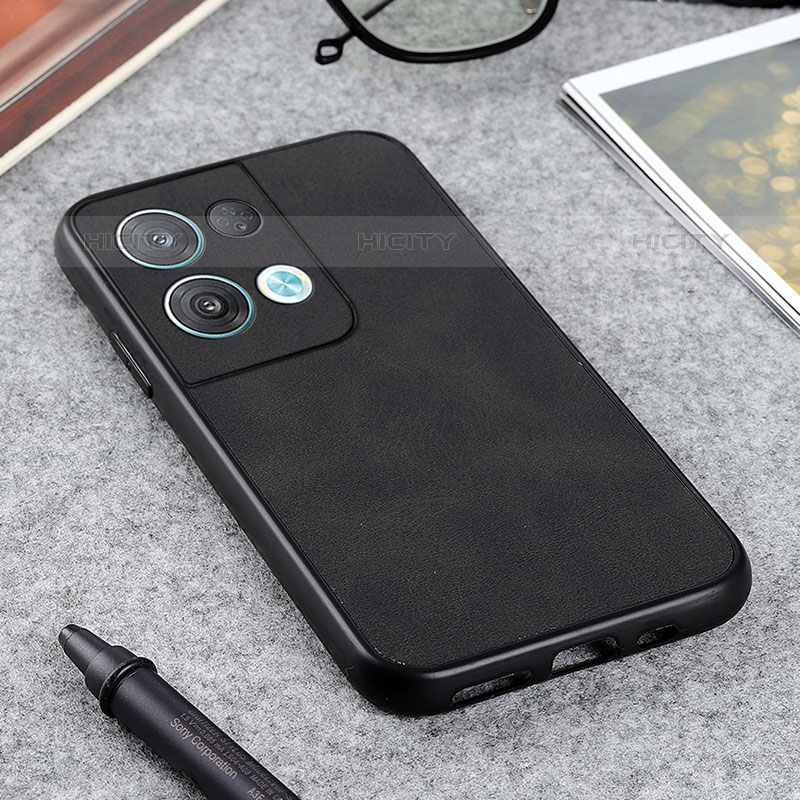 Funda Lujo Cuero Carcasa B08H para Oppo Reno9 5G Negro