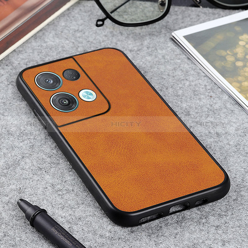 Funda Lujo Cuero Carcasa B08H para Oppo Reno9 Pro+ Plus 5G Marron