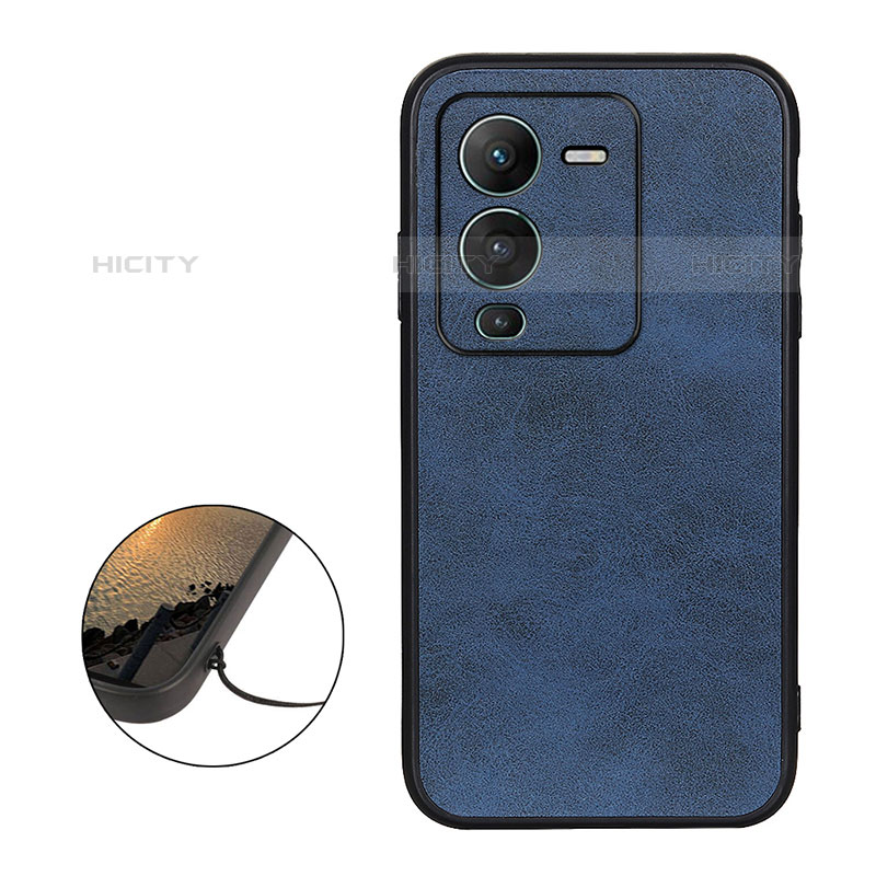 Funda Lujo Cuero Carcasa B08H para Vivo V25 Pro 5G Azul