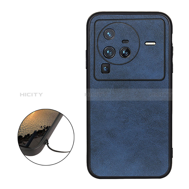 Funda Lujo Cuero Carcasa B08H para Vivo X80 Pro 5G Azul