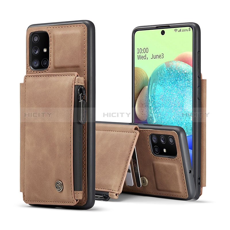 Funda Lujo Cuero Carcasa C01S para Samsung Galaxy A71 4G A715 Marron Claro