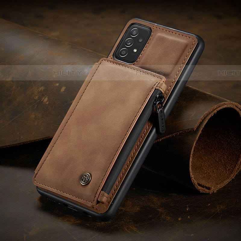 Funda Lujo Cuero Carcasa C02S para Samsung Galaxy A52 4G Marron Claro