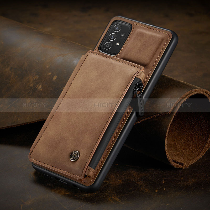 Funda Lujo Cuero Carcasa C02S para Samsung Galaxy A52s 5G Marron Claro