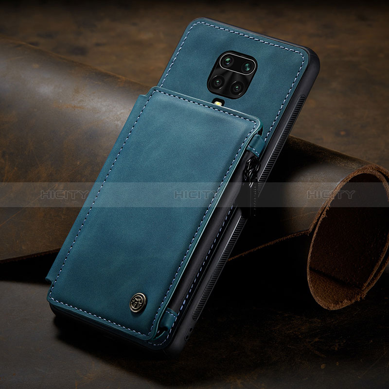 Funda Lujo Cuero Carcasa C02S para Xiaomi Redmi Note 9 Pro Azul