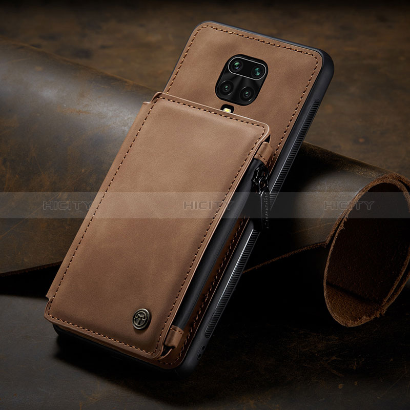 Funda Lujo Cuero Carcasa C02S para Xiaomi Redmi Note 9 Pro Marron Claro