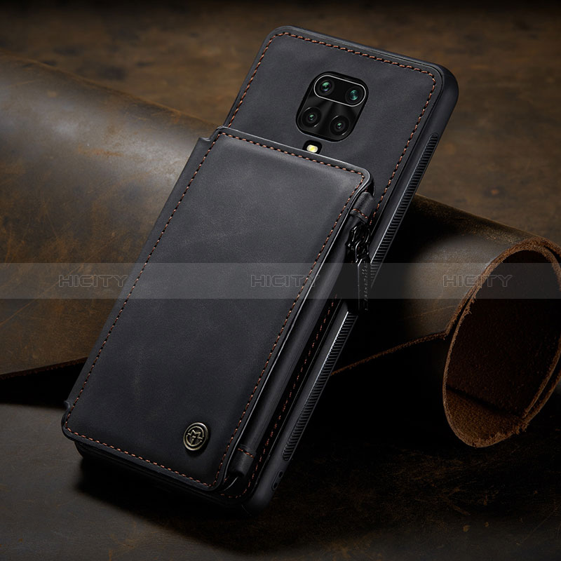 Funda Lujo Cuero Carcasa C02S para Xiaomi Redmi Note 9 Pro Negro