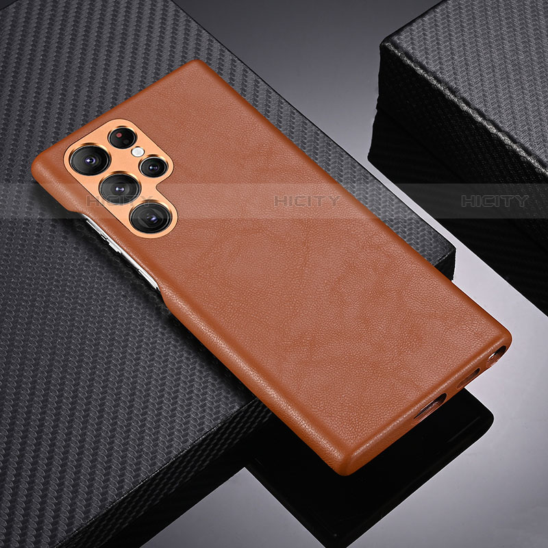 Funda Lujo Cuero Carcasa C06 para Samsung Galaxy S23 Ultra 5G Marron