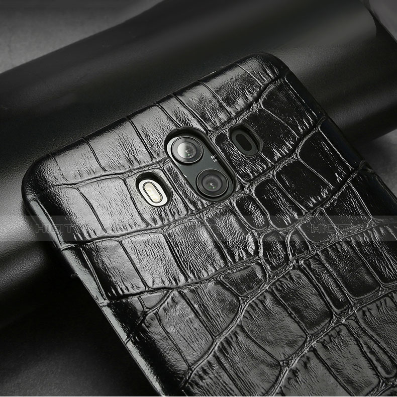 Funda Lujo Cuero Carcasa Cocodrilo para Huawei Mate 10 Negro