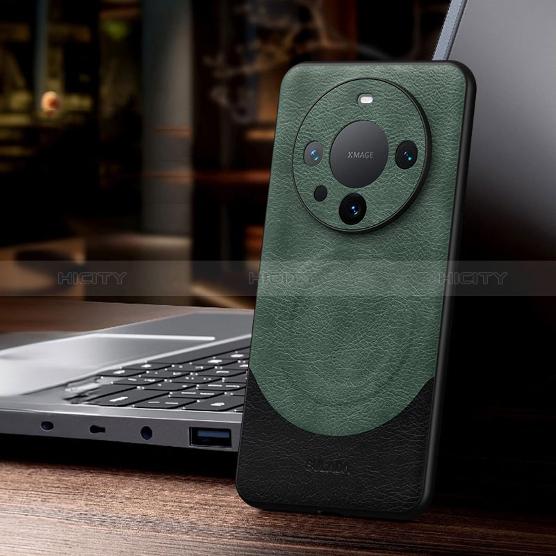 Funda Lujo Cuero Carcasa con Mag-Safe Magnetic LD1 para Huawei Mate 60 Pro Verde