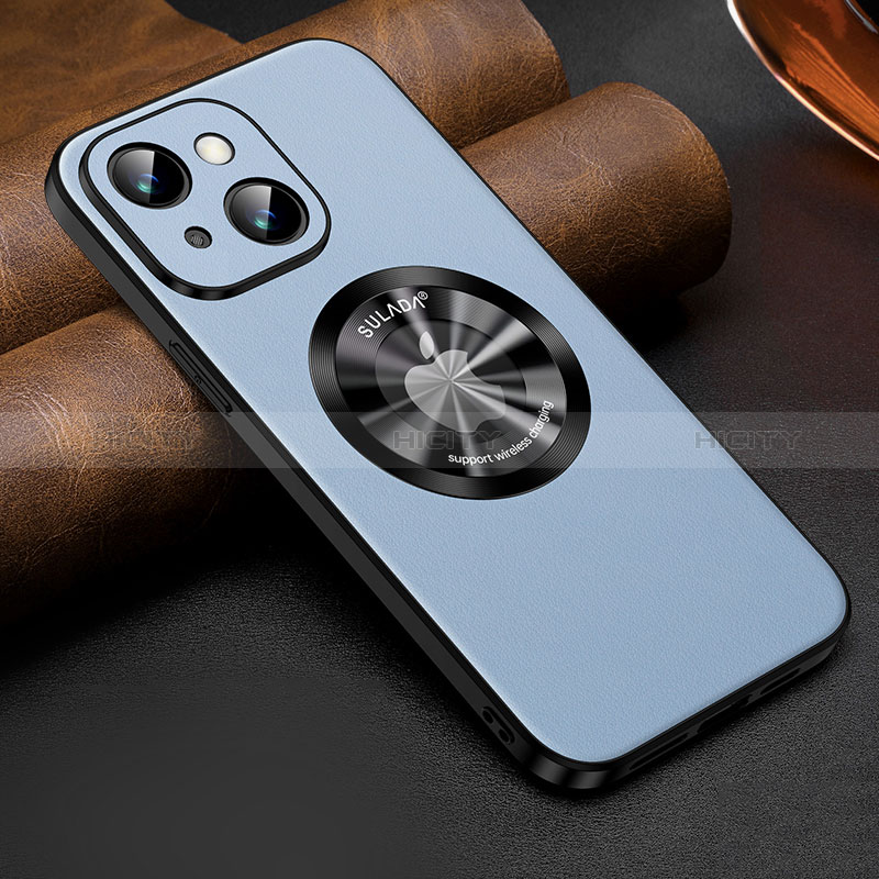 Funda Lujo Cuero Carcasa con Mag-Safe Magnetic LD2 para Apple iPhone 15 Plus