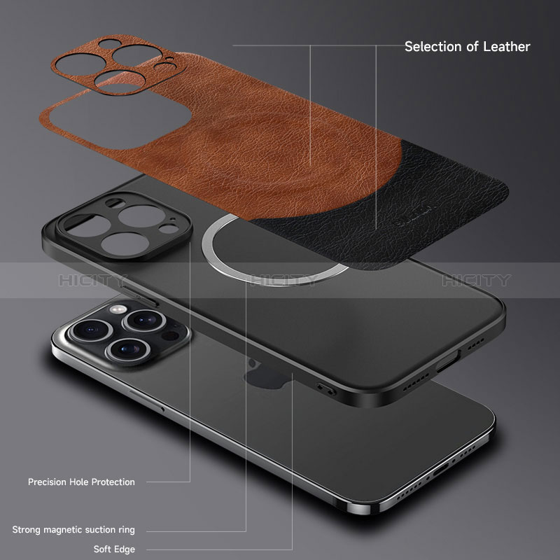 Funda Lujo Cuero Carcasa con Mag-Safe Magnetic LD4 para Apple iPhone 14 Pro