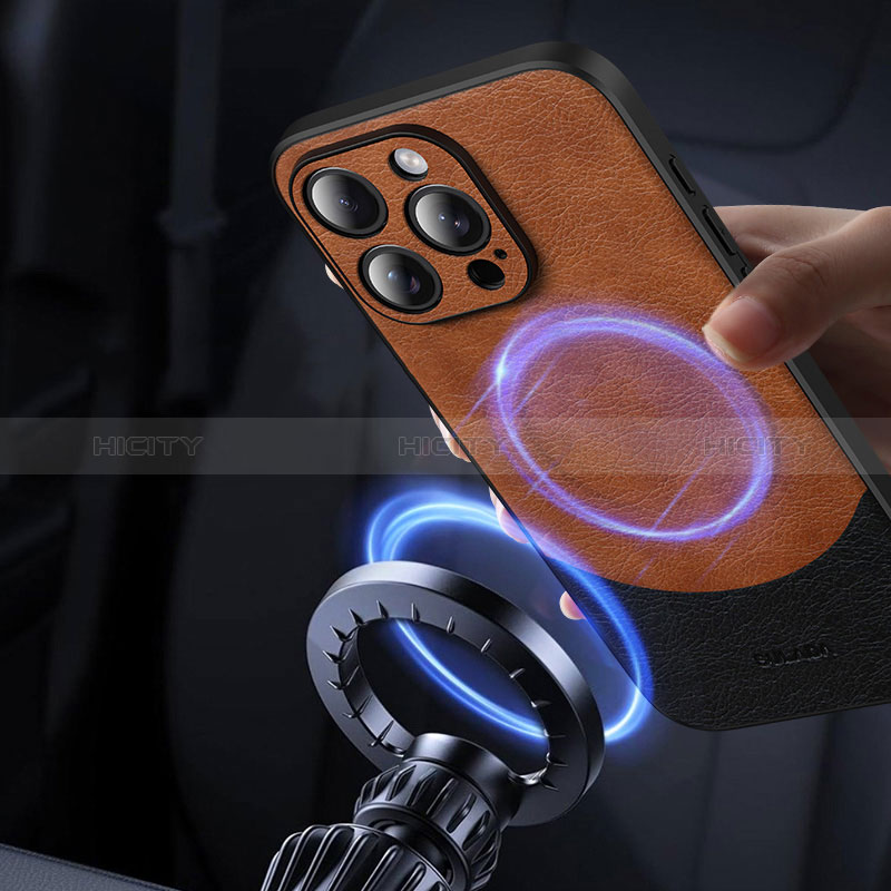 Funda Lujo Cuero Carcasa con Mag-Safe Magnetic LD4 para Apple iPhone 14 Pro Max