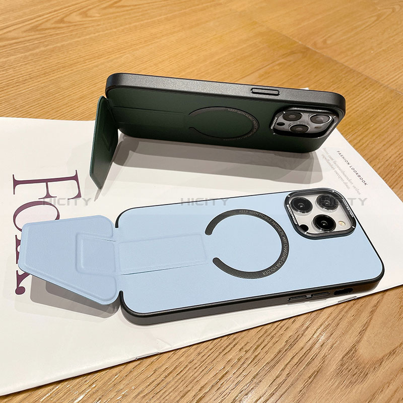 Funda Lujo Cuero Carcasa con Mag-Safe Magnetic QC2 para Apple iPhone 15 Pro Max