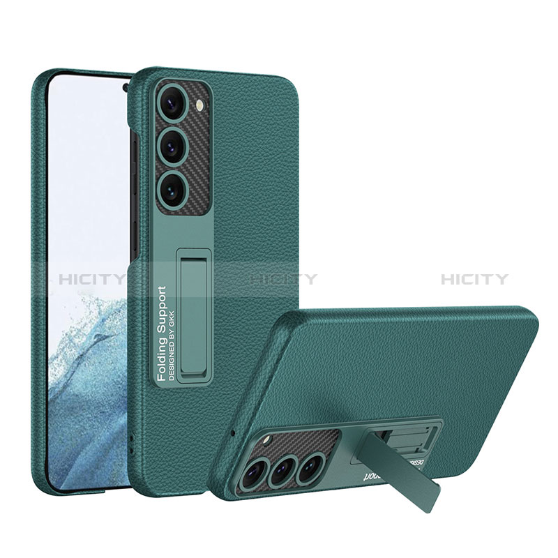 Funda Lujo Cuero Carcasa con Soporte AC1 para Samsung Galaxy S22 5G Verde