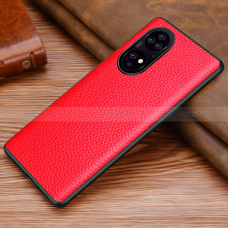 Funda Lujo Cuero Carcasa DL1 para Huawei P50 Rojo