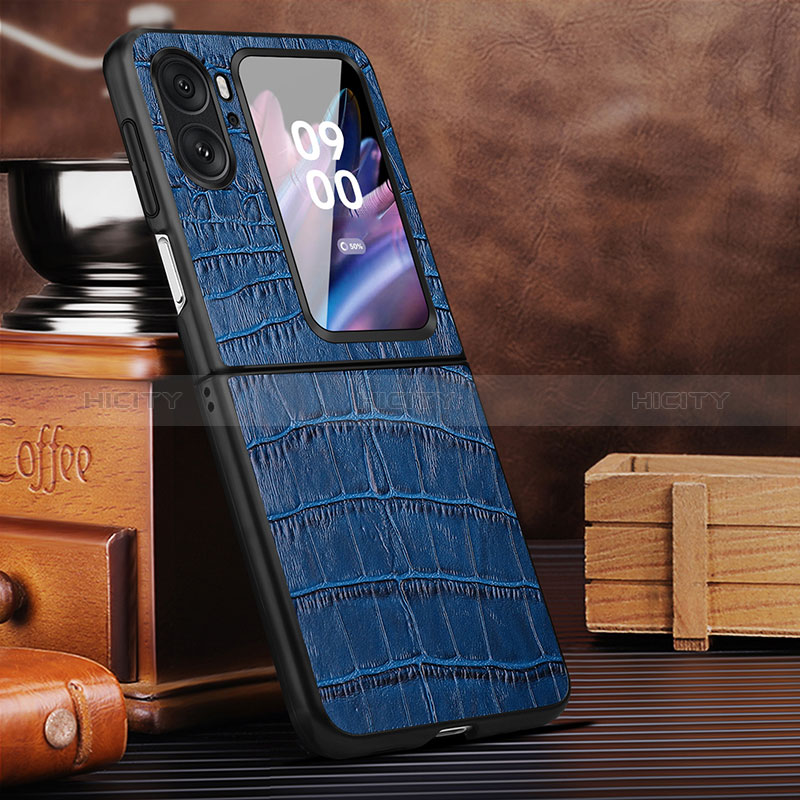 Funda Lujo Cuero Carcasa DL1 para Oppo Find N2 Flip 5G Azul