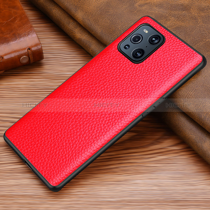 Funda Lujo Cuero Carcasa DL1 para Oppo Find X3 5G Rojo