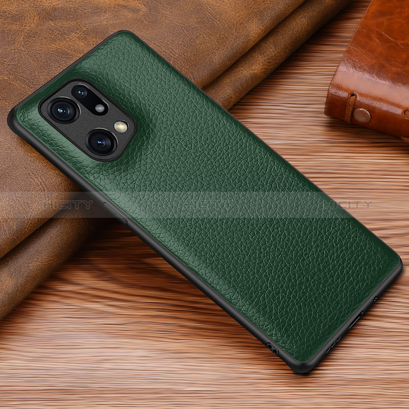 Funda Lujo Cuero Carcasa DL1 para Oppo Find X5 5G Verde