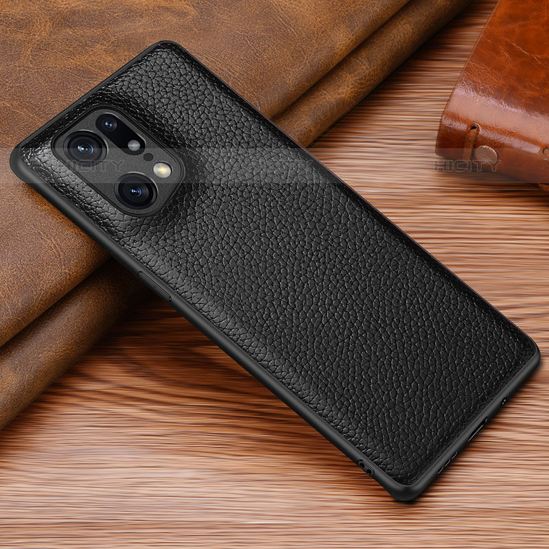 Funda Lujo Cuero Carcasa DL1 para Oppo Find X5 Pro 5G Negro