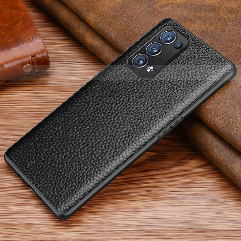 Funda Lujo Cuero Carcasa DL1 para Oppo Reno6 Pro+ Plus 5G Negro