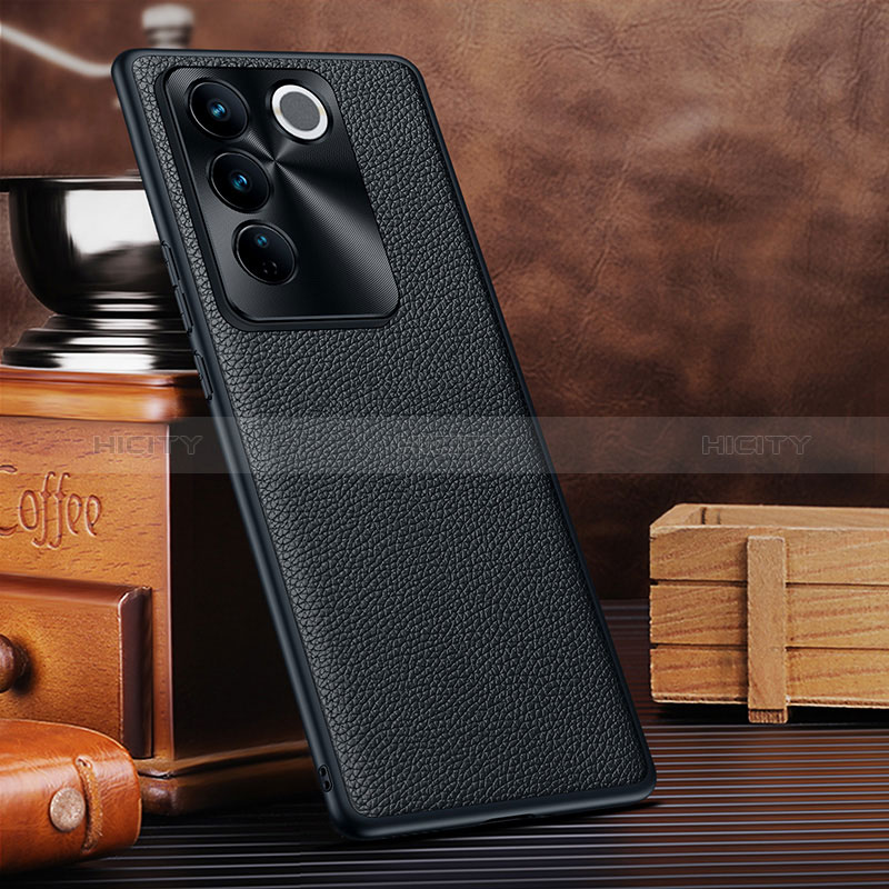 Funda Lujo Cuero Carcasa DL1 para Vivo V27 Pro 5G Negro