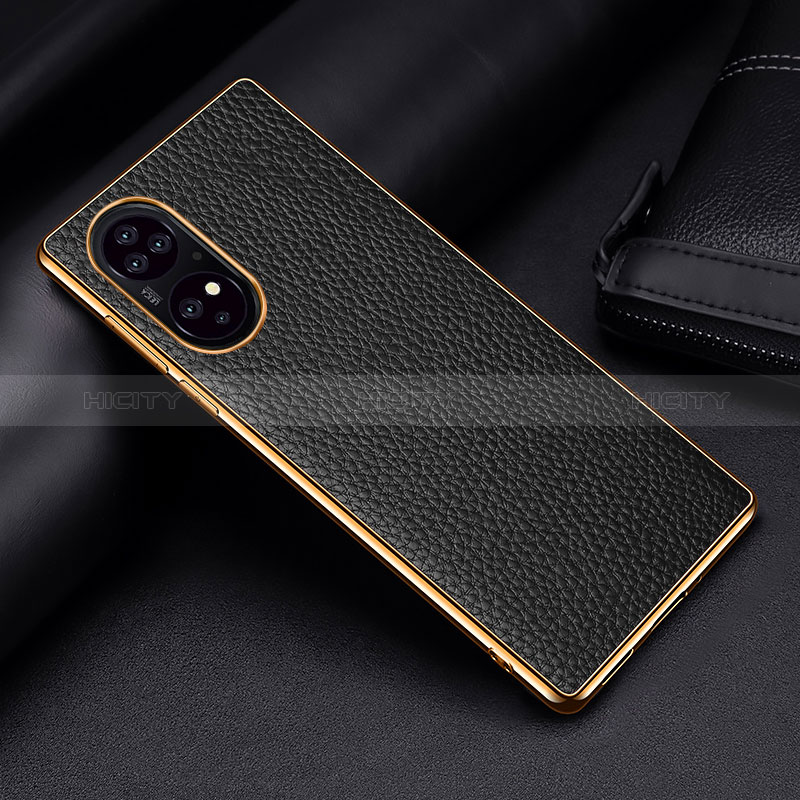 Funda Lujo Cuero Carcasa DL2 para Huawei P50 Negro