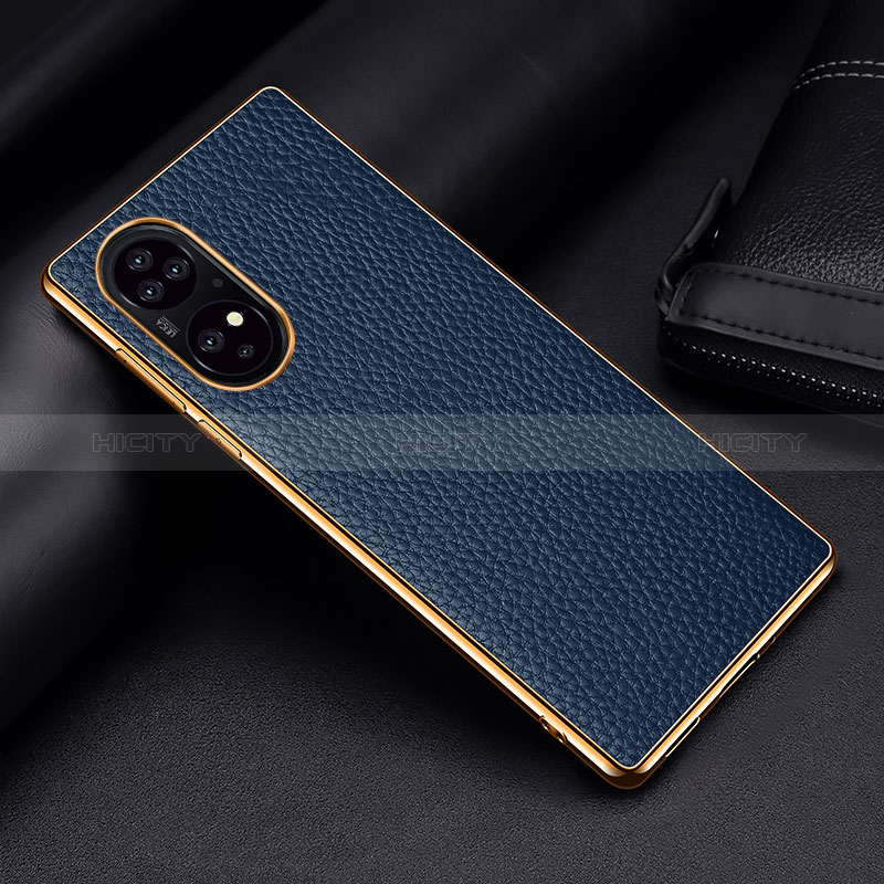 Funda Lujo Cuero Carcasa DL2 para Huawei P50 Pro Azul