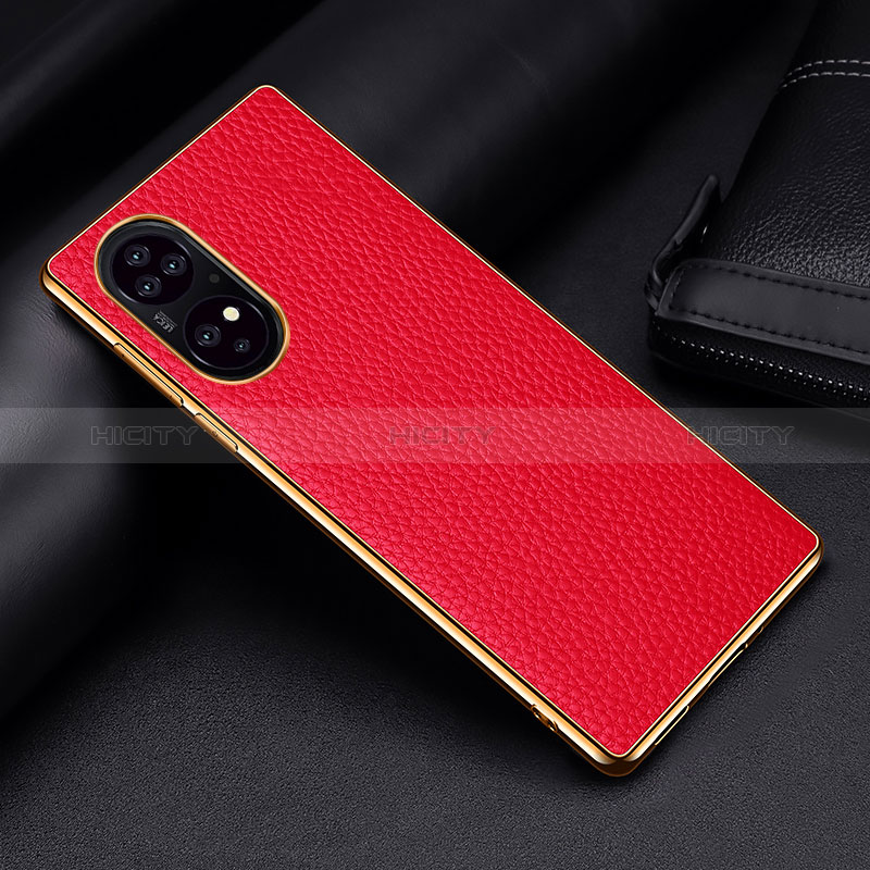 Funda Lujo Cuero Carcasa DL2 para Huawei P50 Rojo