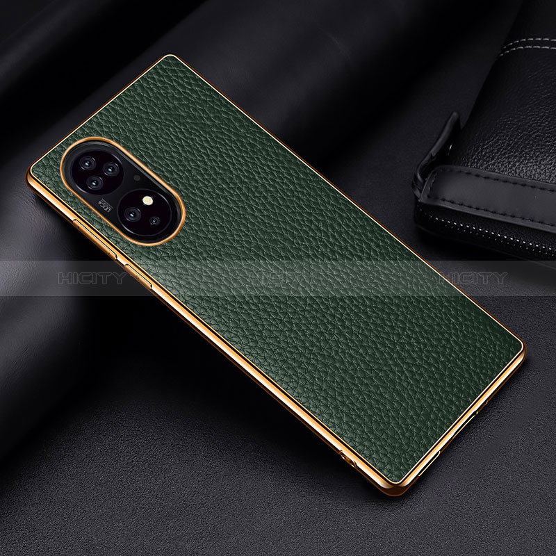 Funda Lujo Cuero Carcasa DL2 para Huawei P50e Verde