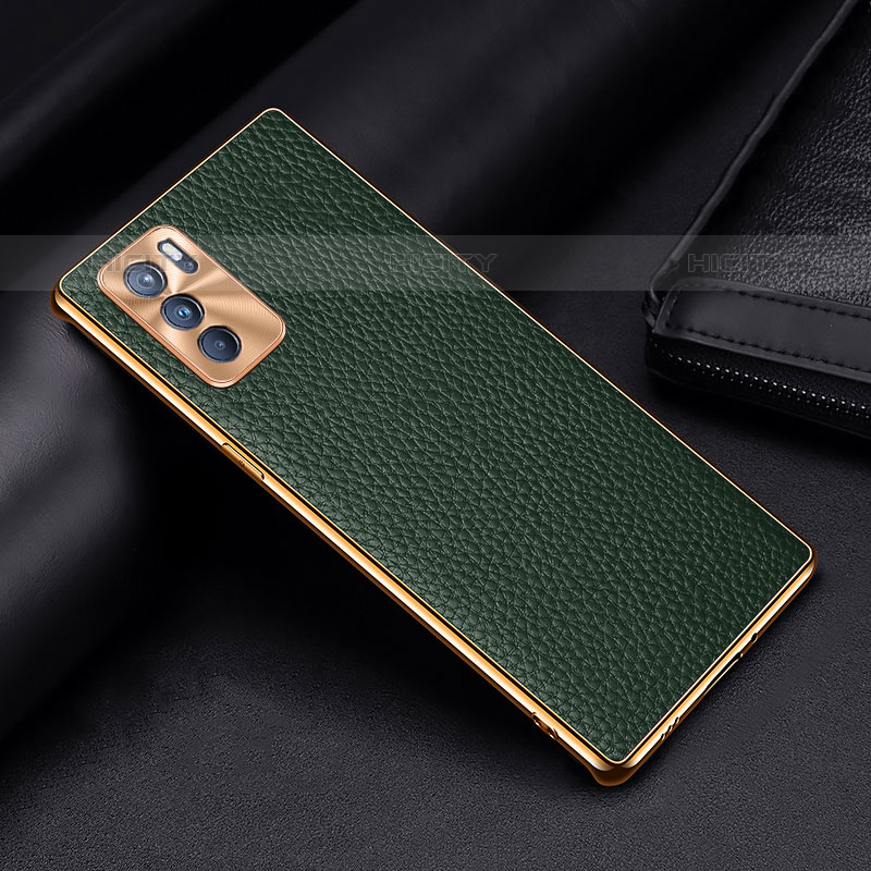 Funda Lujo Cuero Carcasa DL2 para Oppo Reno6 Pro 5G India Verde