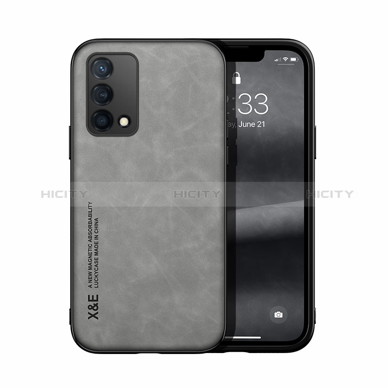 Funda Lujo Cuero Carcasa DY1 para Oppo F19 Gris