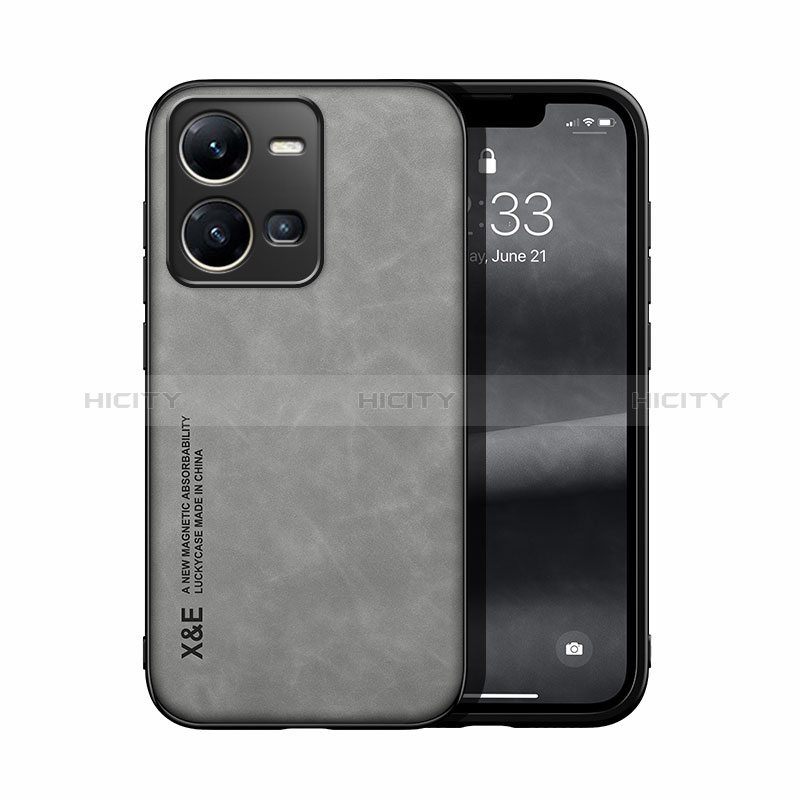 Funda Lujo Cuero Carcasa DY1 para Vivo Y35 4G Gris