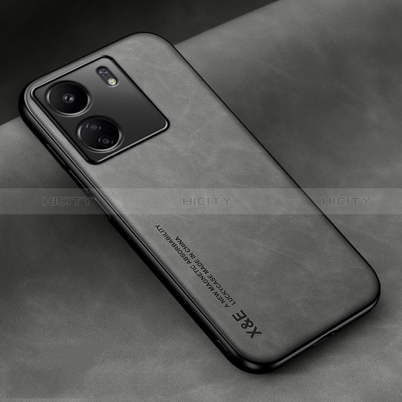 Funda Lujo Cuero Carcasa DY1 para Xiaomi Poco C65 Gris