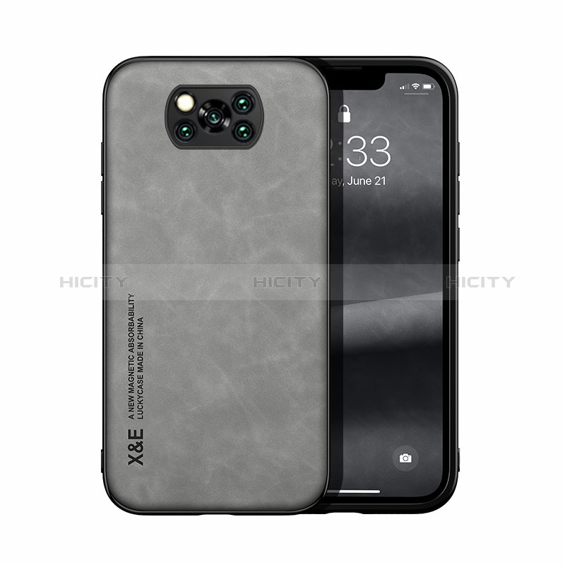 Funda Lujo Cuero Carcasa DY1 para Xiaomi Poco X3 NFC Gris