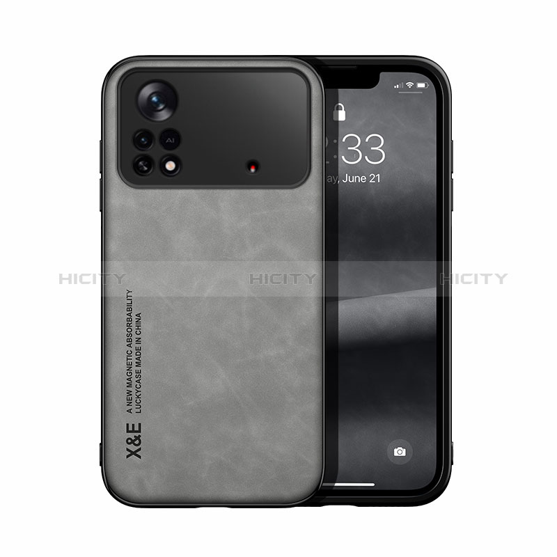 Funda Lujo Cuero Carcasa DY1 para Xiaomi Redmi Note 11E Pro 5G Gris