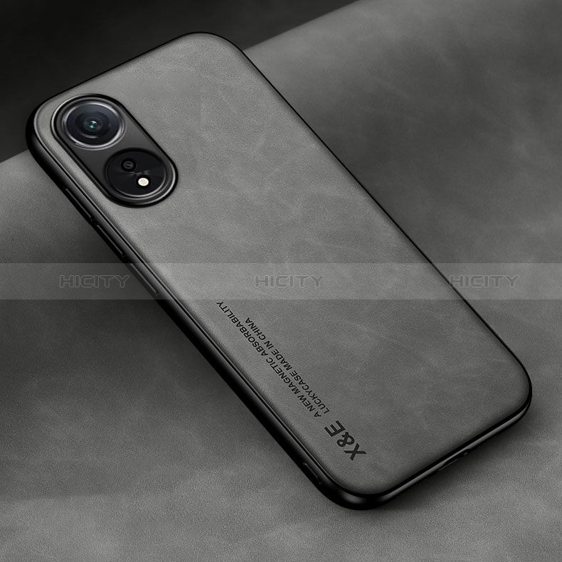 Funda Lujo Cuero Carcasa DY2 para Oppo A18 Gris